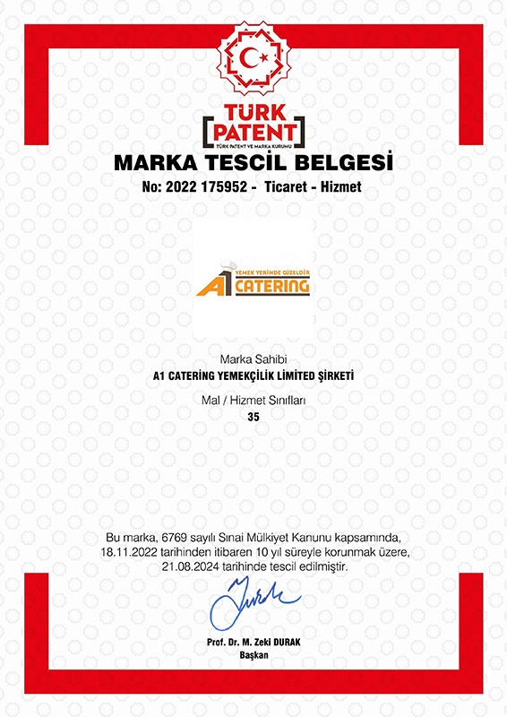 A1 Catering Marka Tescil Belgesi - 35